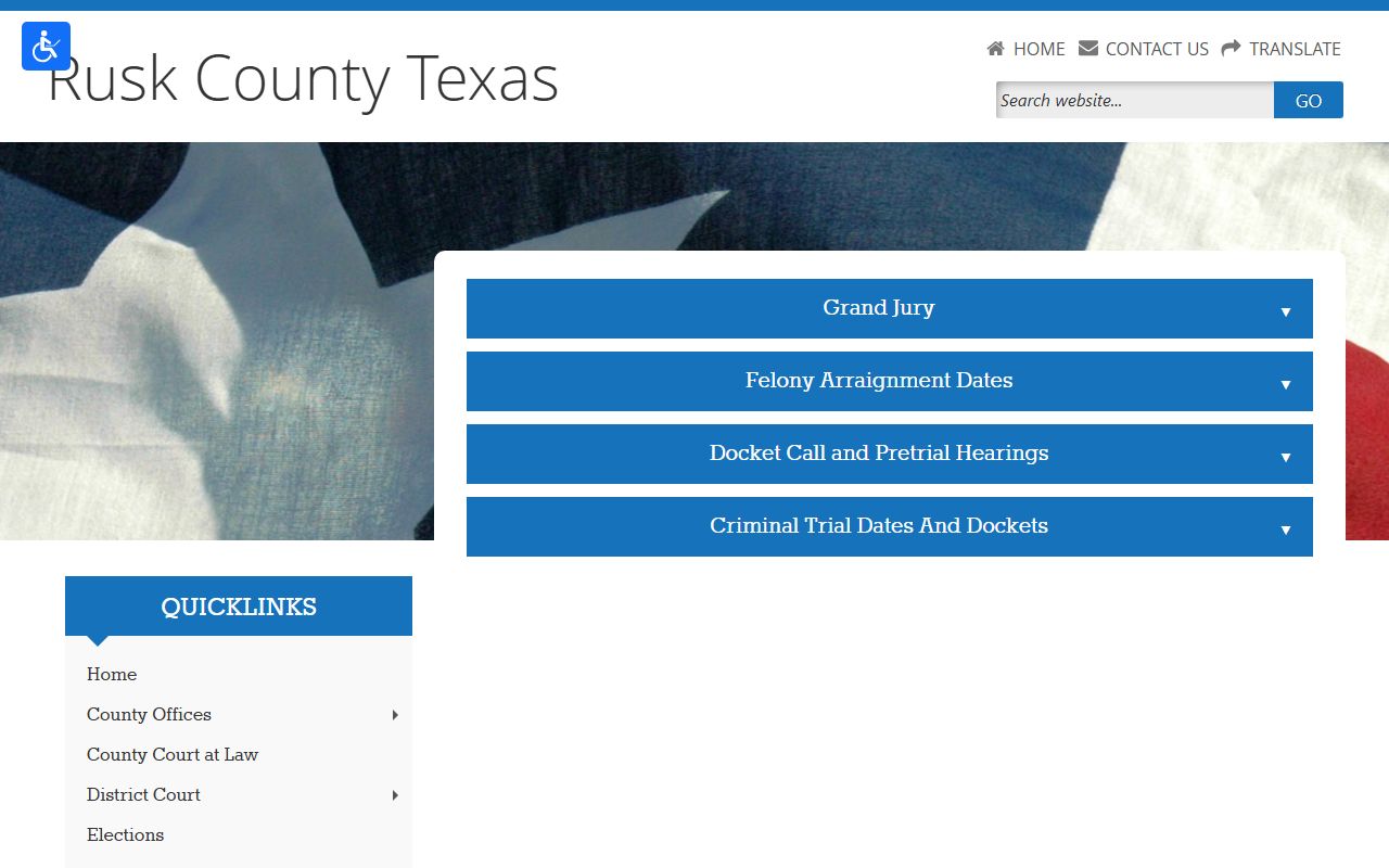 Rusk County court records criminal dockets page for jail defendants after arrest